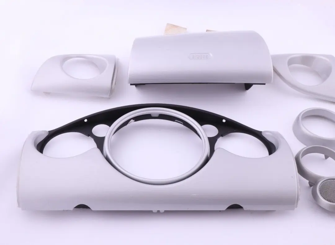 Set Dashboard Panel Trim Strip Cover White Silver to BMW MINI Cooper R50 R53 with Part number 7063244 BMW MINI Cooper R50 R53 Set Dashboard Panel Trim Strip Cover White Silver - SKU rhd-7063244 - Part number 7063244