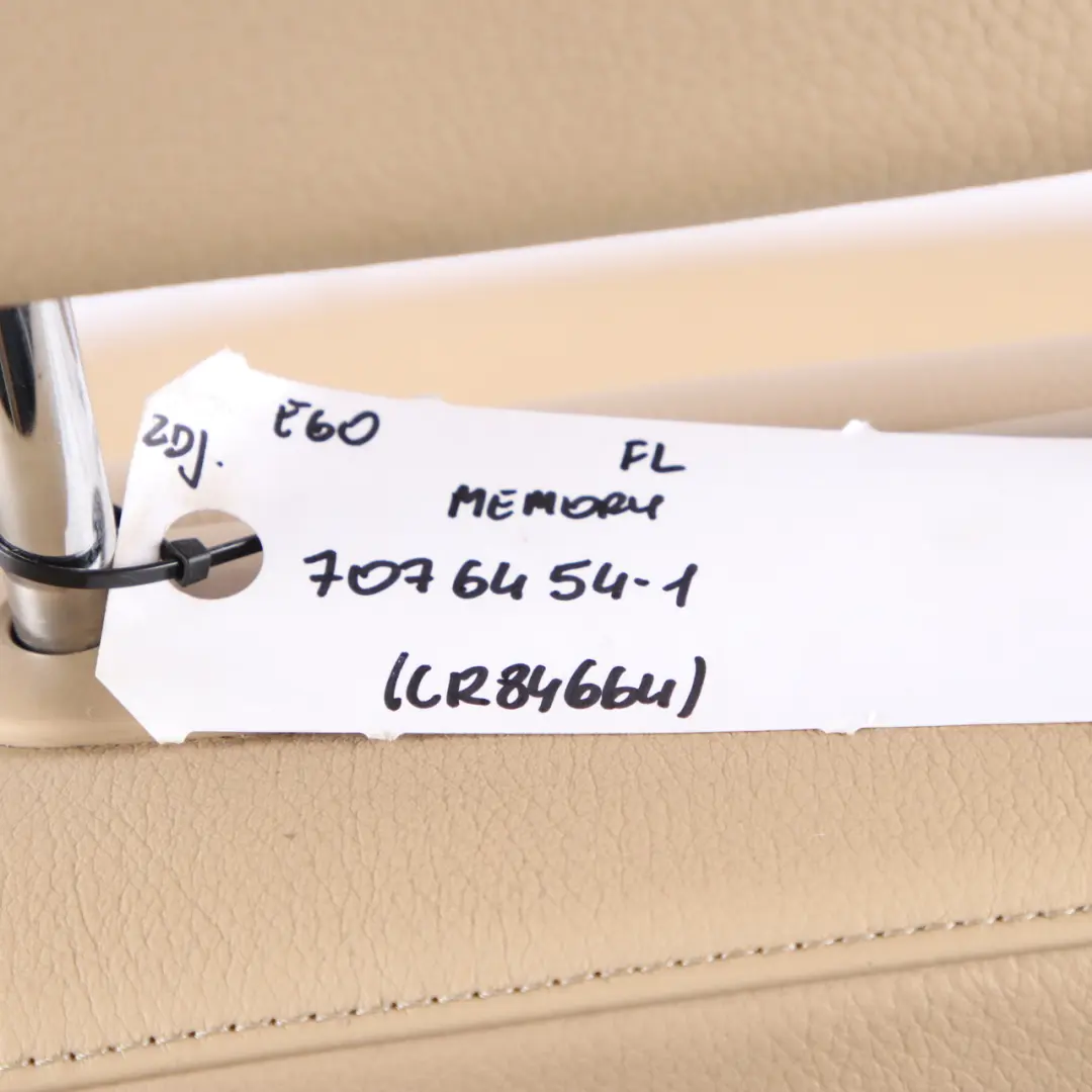 Front Seat BMW E60 E61 Beige Leather Dakota Left N/S Passenger Side Memory to with Part number 7113112 Front Seat BMW E60 E61 Beige Leather Dakota Left N/S Passenger Side Memory - SKU rhd-7076454-2 - Part number 7113112