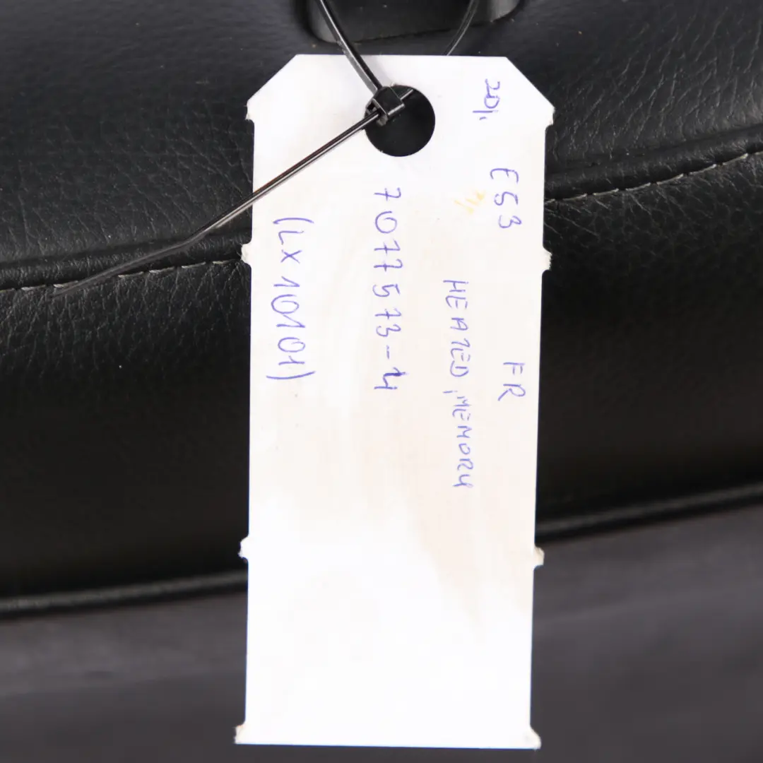 Front Seat BMW X5 E53 Right O/S Sport Heated Black Leather Dakota Seat Memory to with Part number 7077573 Front Seat BMW X5 E53 Right O/S Sport Heated Black Leather Dakota Seat Memory - SKU rhd-7077573-4 - Part number 7077573