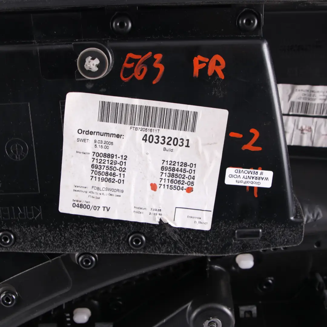 Door Card Front Right O/S Leather Trim Panel Black to BMW E63 E64 with Part number 7115504 BMW E63 E64 Door Card Front Right O/S Leather Trim Panel Black - SKU rhd-7115504-2 - Part number 7115504