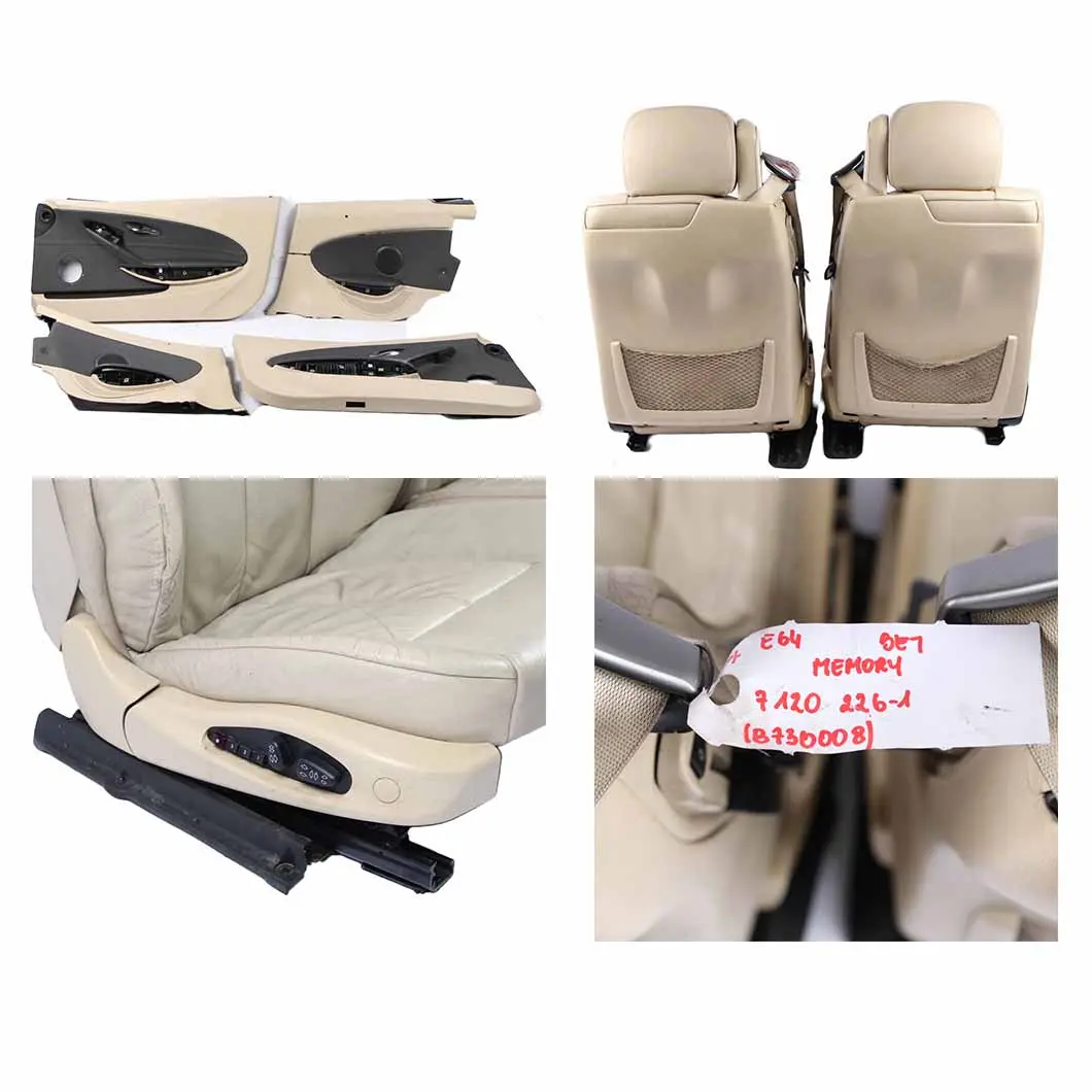 Leather Seats BMW E64 Convertible Cream-Beige Interior Front Rear Seat Memory to with Part number 7120226 Leather Seats BMW E64 Convertible Cream-Beige Interior Front Rear Seat Memory - SKU rhd-7120226-1 - Part number 7120226