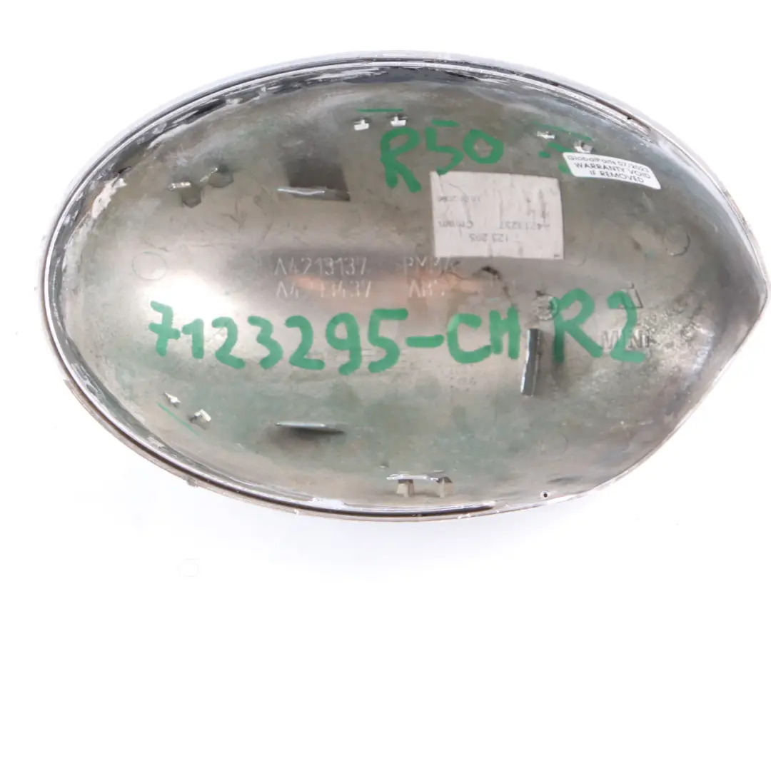 Wing Mirror Cover Mini Cooper R50 R52 R53 Cap Casing Left N/S Chrome to with Part number 7123295 Wing Mirror Cover Mini Cooper R50 R52 R53 Cap Casing Left N/S Chrome - SKU rhd-7123295-CHR2 - Part number 7123295