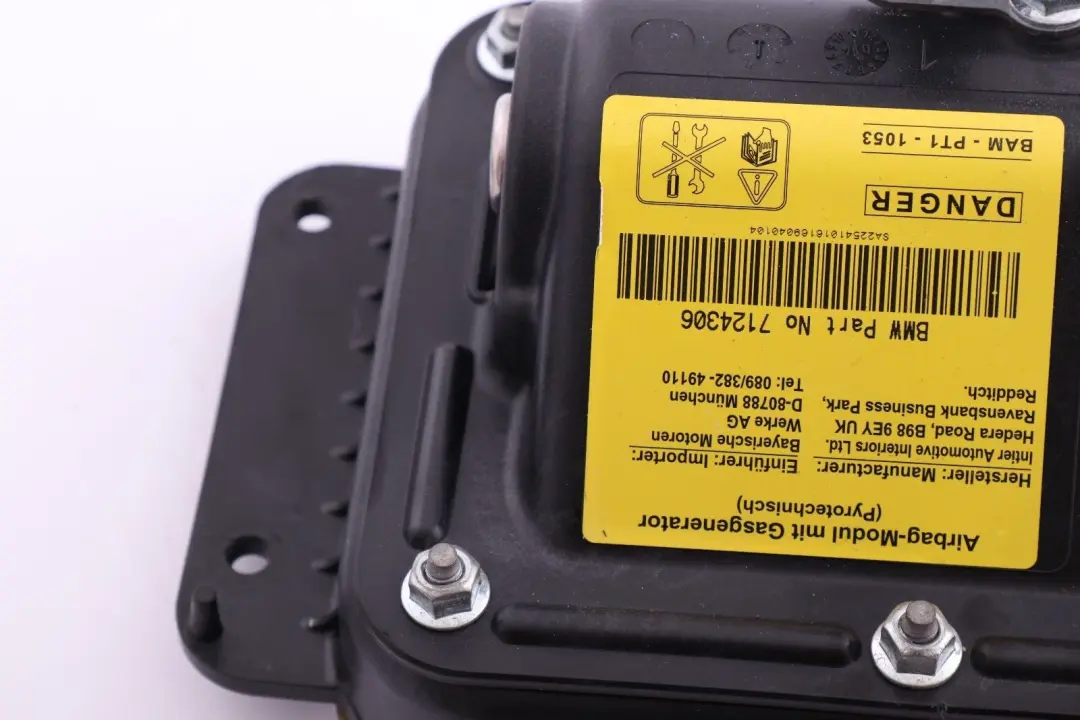 Airbag Module For Front Passenger Side Dashboard to Mini Cooper R50 R52 R53 with Part number 7124306 Mini Cooper R50 R52 R53 Airbag Module For Front Passenger Side Dashboard - SKU rhd-7124306 - Part number 7124306