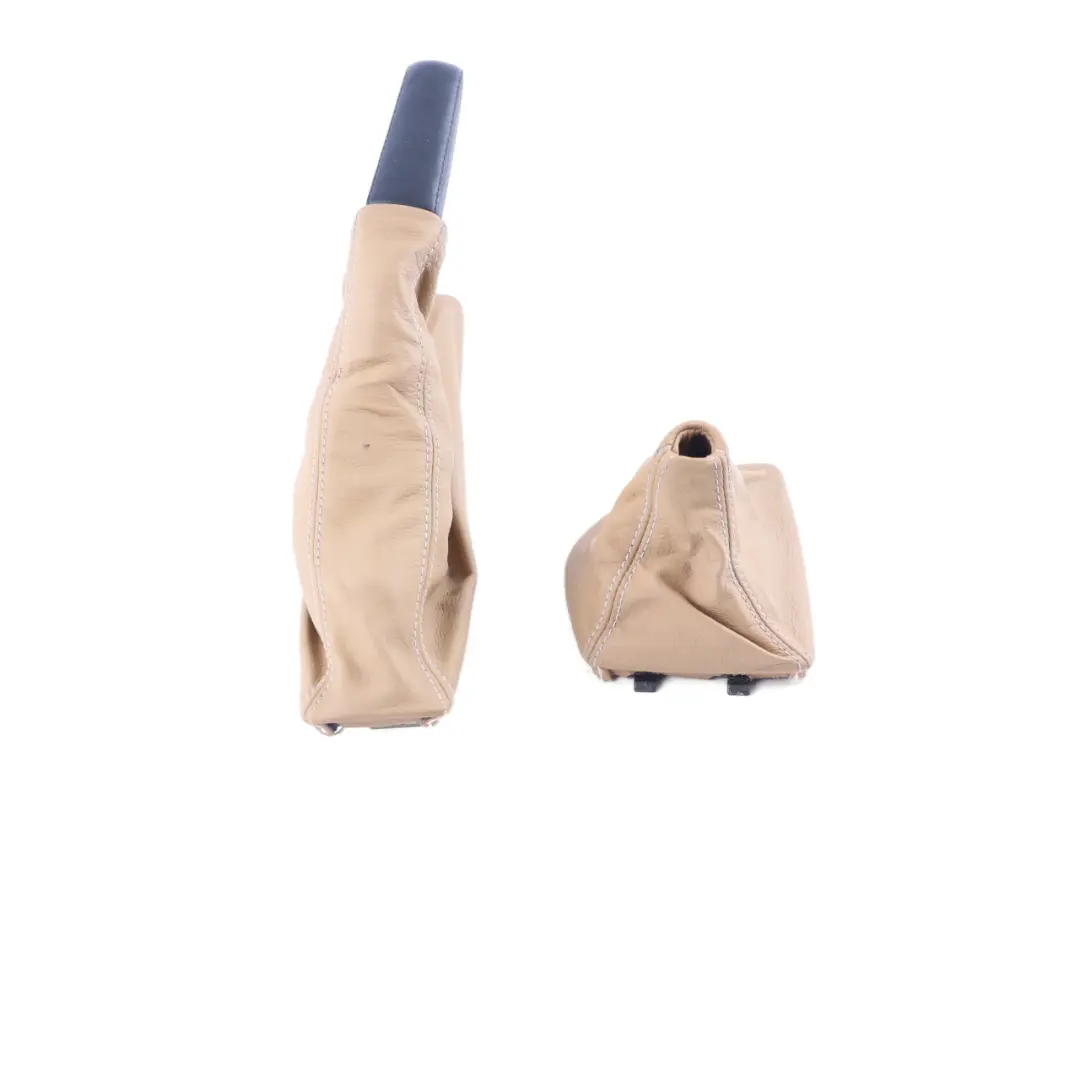 Handbrake Lever Gear Shift Gaiter Cover Brown Leather Set to BMW E82 E87 E88 with Part number 7130844 BMW E82 E87 E88 Handbrake Lever Gear Shift Gaiter Cover Brown Leather Set - SKU rhd-7130844-4 - Part number 7130844