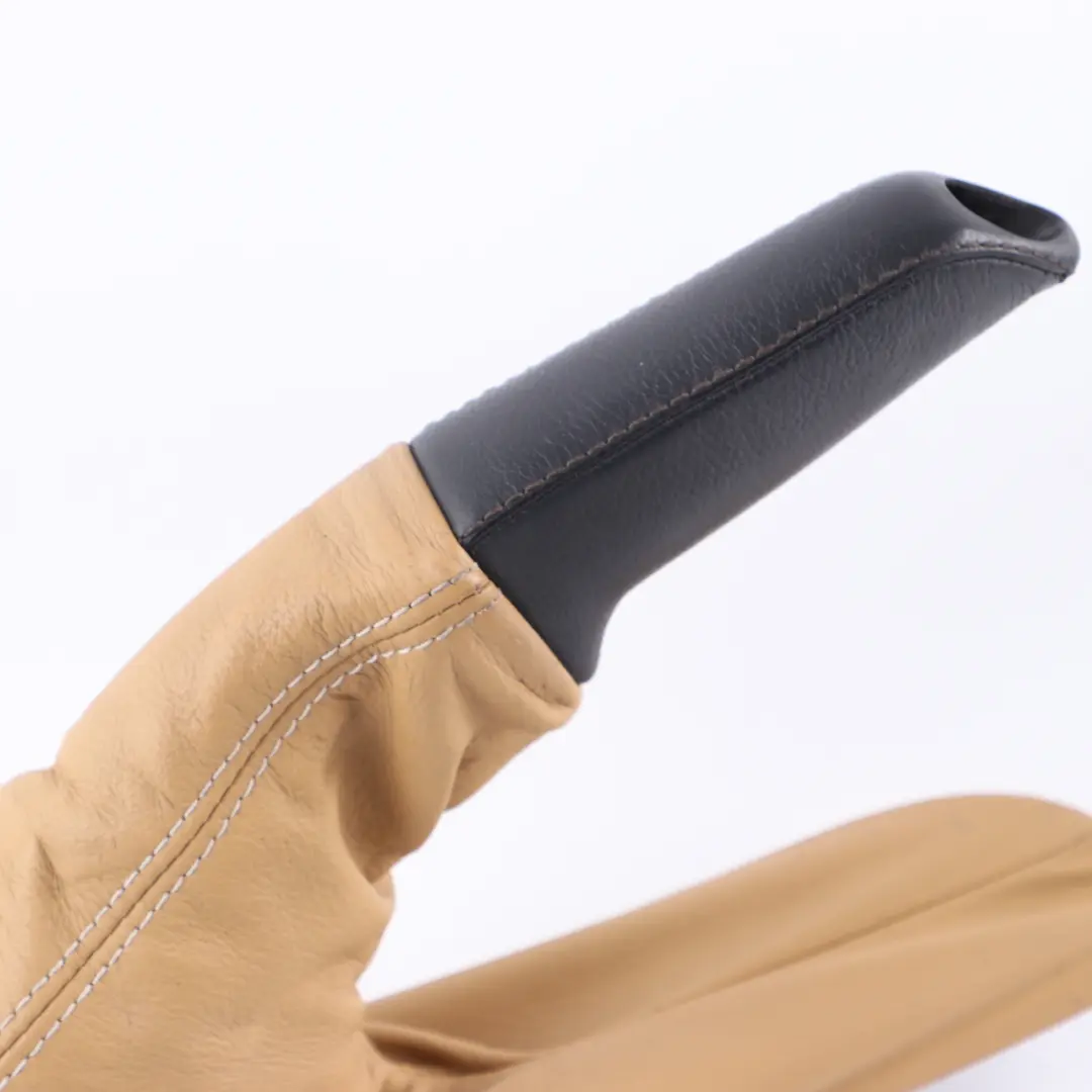 Handbrake Lever Gear Shift Gaiter Cover Brown Leather Set to BMW E82 E87 E88 with Part number 7130844 BMW E82 E87 E88 Handbrake Lever Gear Shift Gaiter Cover Brown Leather Set - SKU rhd-7130844-4 - Part number 7130844