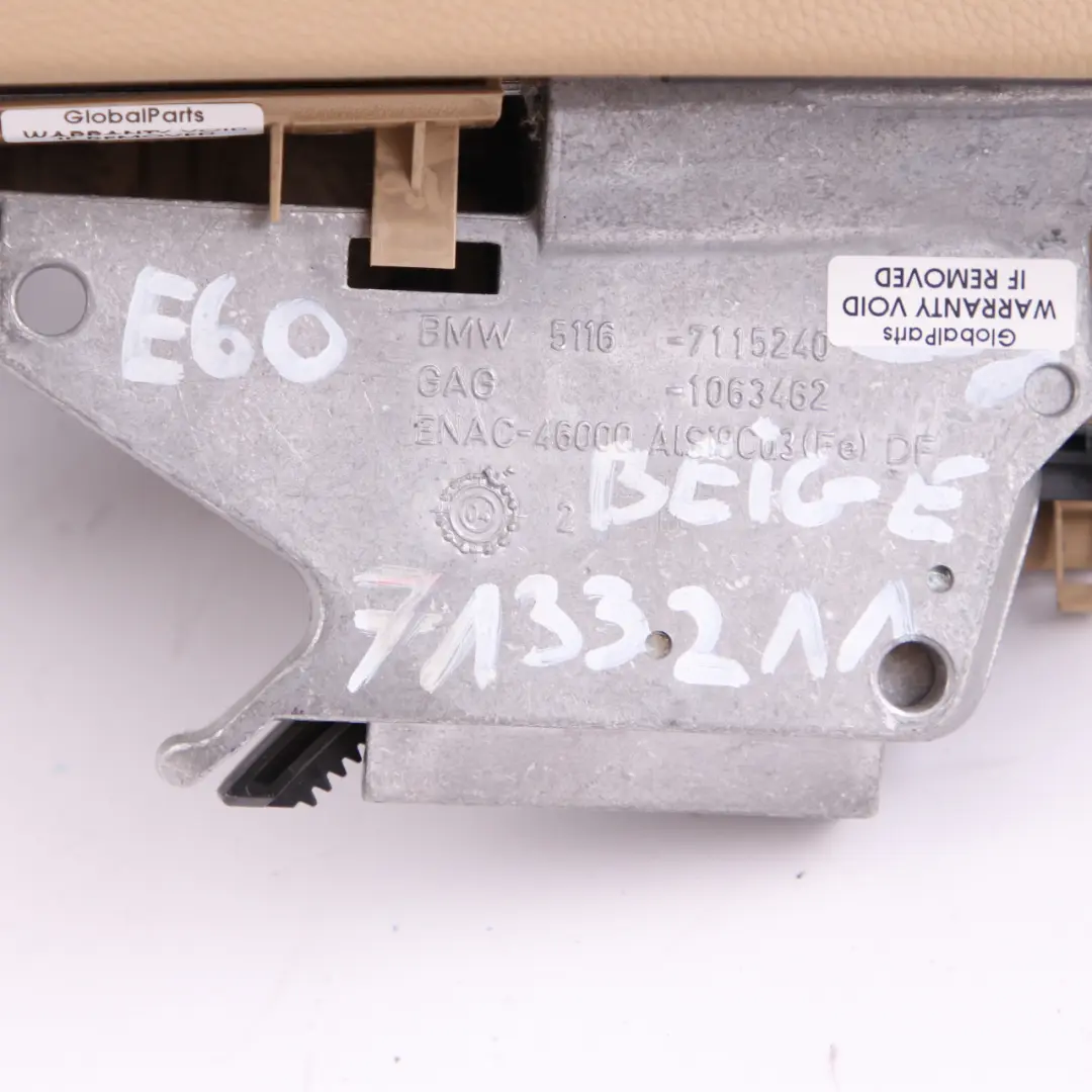 BMW E60 E61 LCI Cover Centre Console Armrest Leather Beige - SKU rhd-7133211 - Part number 7133211