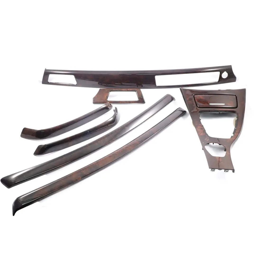 Dashboard Trim Set Interior Cover Strip Console Ashtray Wood Burr Walnut to BMW E90 with Part number 7137485 BMW E90 Dashboard Trim Set Interior Cover Strip Console Ashtray Wood Burr Walnut - SKU rhd-7137485 - Part number 7137485