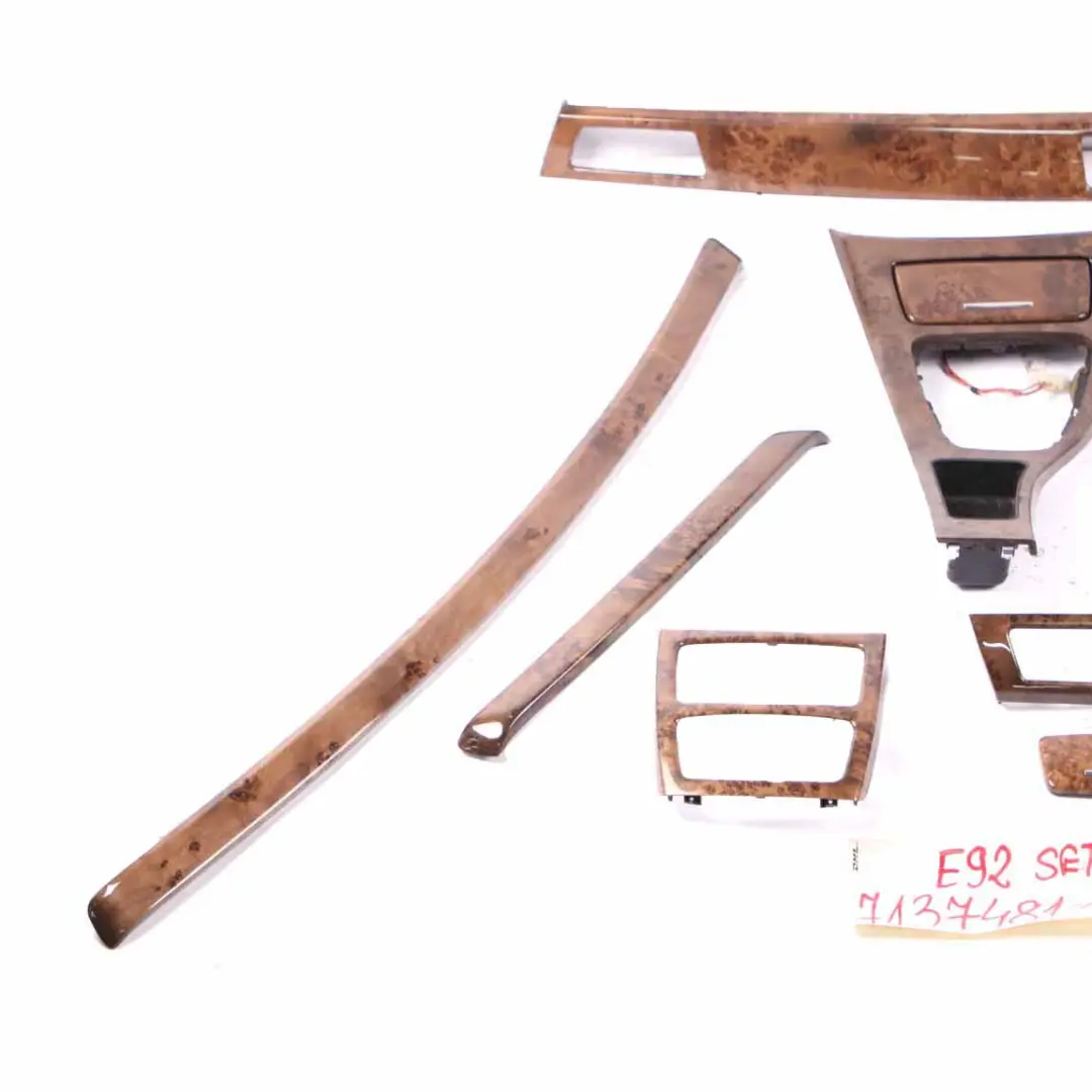 BMW E92 Interior Trim Cover Set Dash Dashboard Wood Poplar Grain Light - SKU rhd-7145711-1 - Part number 7145711