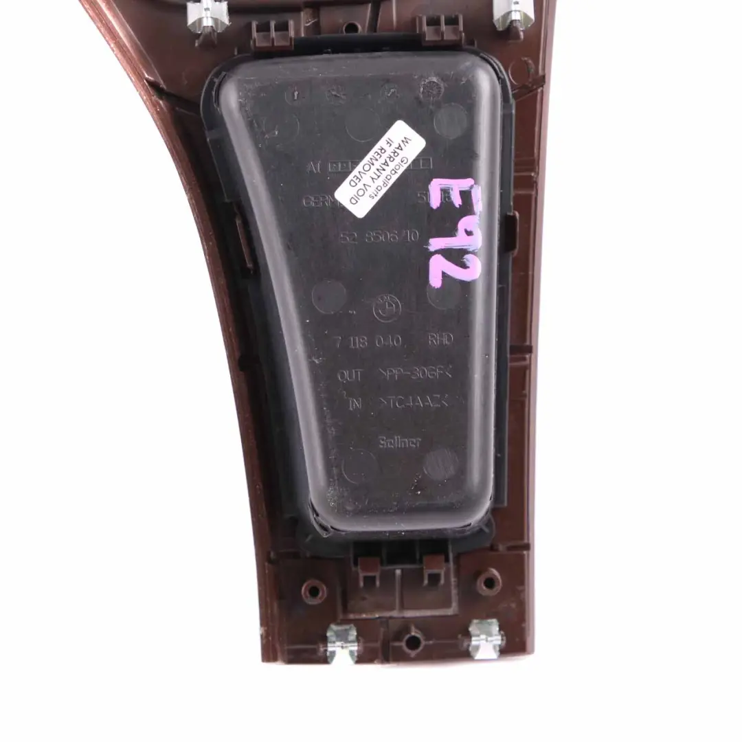 BMW E92 Centre Console Decor Cover Ash Tray Wood Poplar Grain Light - SKU rhd-7145711 - Part number 7145711
