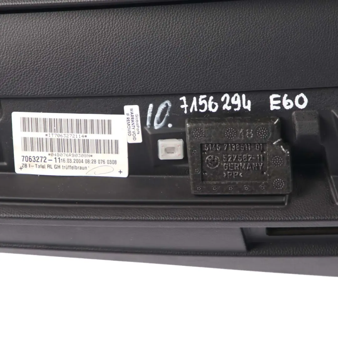 Dashboard Dash Trim Panel Cover Carrier Black Truffle Brown 7063272 to BMW E60 with Part number 7156294 BMW E60 Dashboard Dash Trim Panel Cover Carrier Black Truffle Brown 7063272 - SKU rhd-7156294 - Part number 7156294