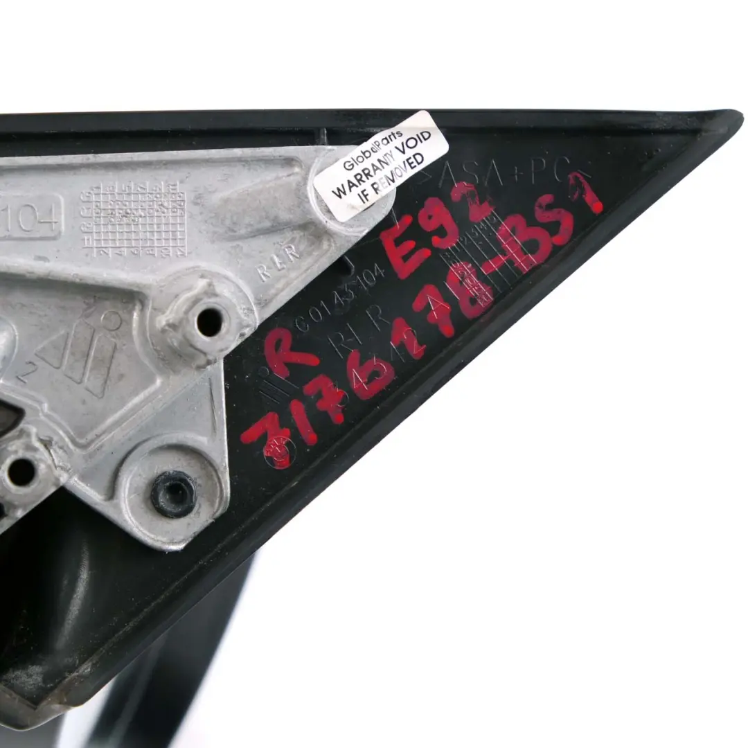 Fold Heated Right Wing Mirror O/S Black Sapphire to BMW 3 Series 1 E92 E93 Power with Part number 7176178 BMW 3 Series 1 E92 E93 Power Fold Heated Right Wing Mirror O/S Black Sapphire - SKU rhd-7176178-BS1 - Part number 7176178