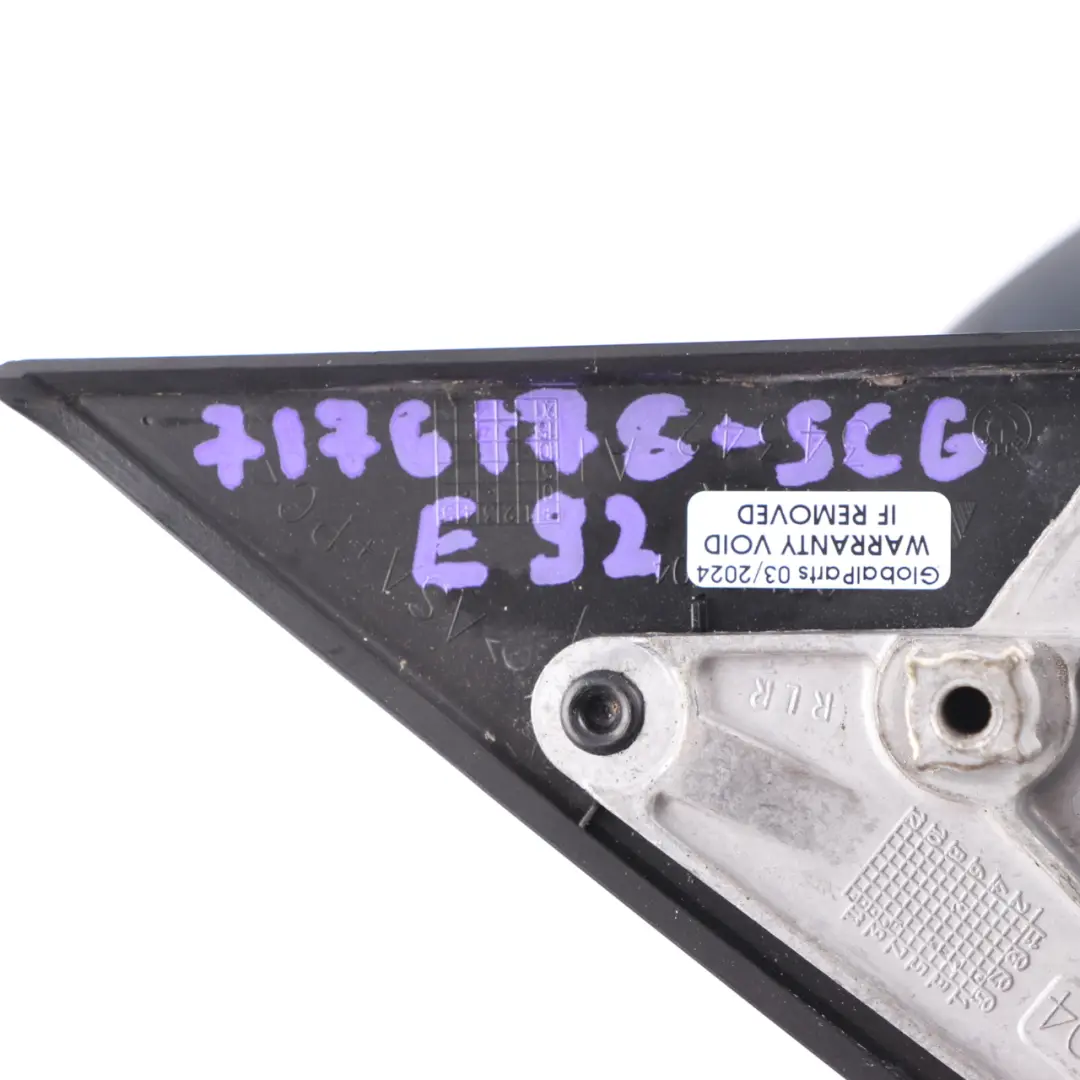 Wing Mirror BMW E92 E93 Power Fold Heated Right O/S Spacegrau Metallic Grey A52 to with Part number 7176178 Wing Mirror BMW E92 E93 Power Fold Heated Right O/S Spacegrau Metallic Grey A52 - SKU rhd-7176178-SCG - Part number 7176178