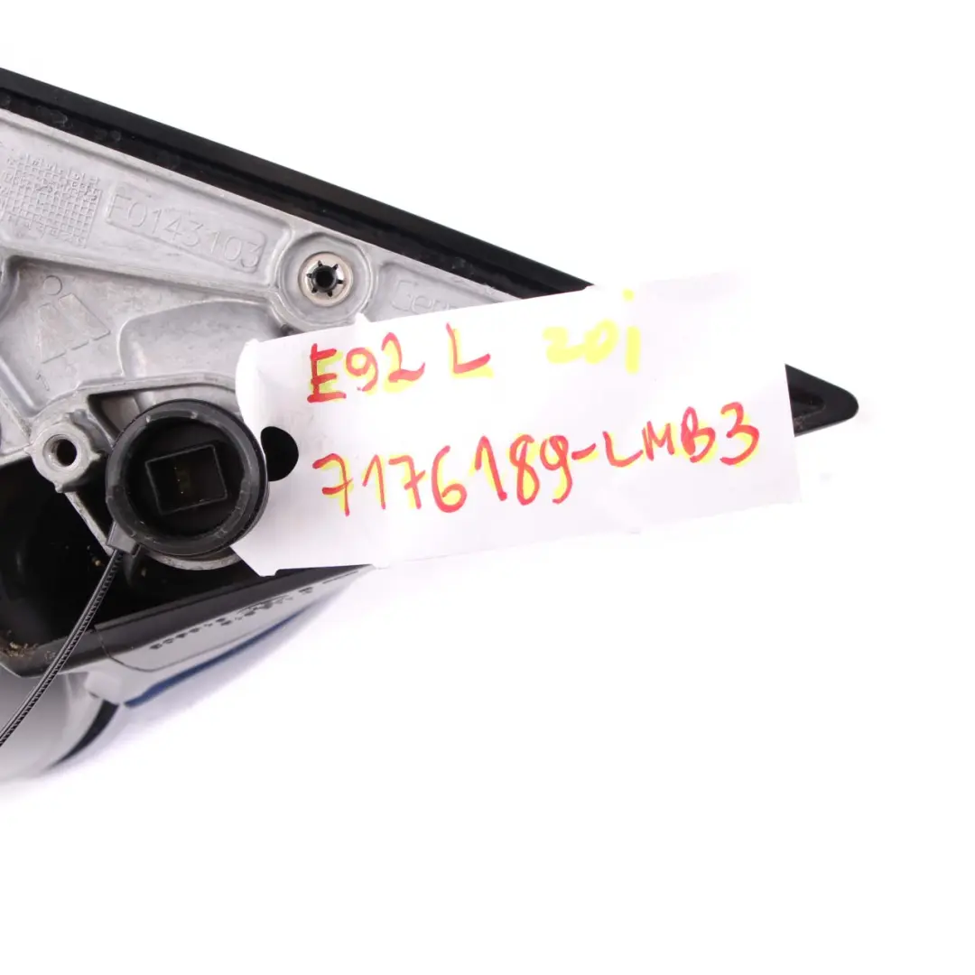 Wing Mirror Door BMW E92 E93 3 M Sport Left Memory N/S Le Mans Blau Blue 381 to with Part number 7176189 Wing Mirror Door BMW E92 E93 3 M Sport Left Memory N/S Le Mans Blau Blue 381 - SKU rhd-7176189-LMB3 - Part number 7176189