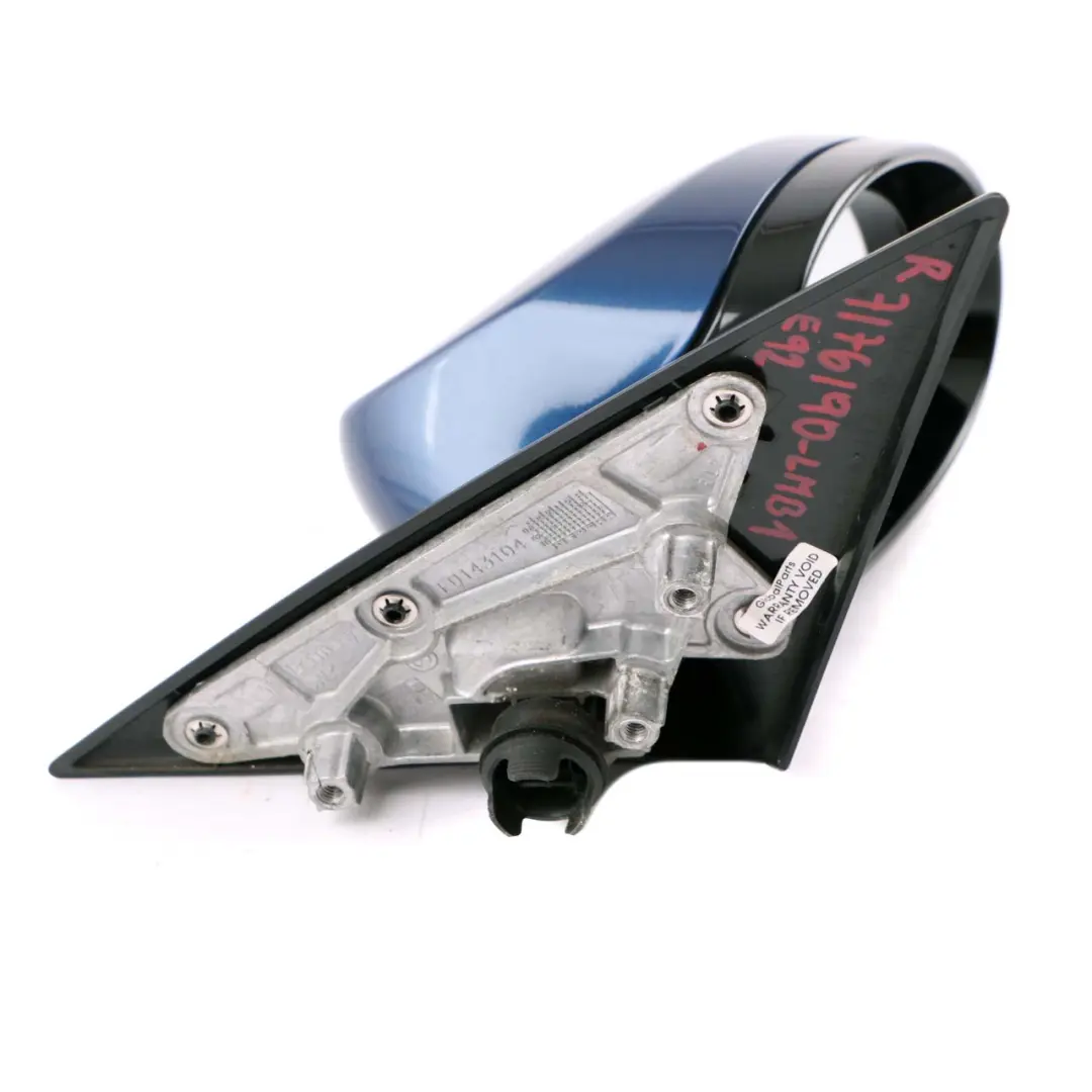 BMW 3 E92 E93 1 M Sport Right O/S Heated Wing Mirror Memory Le Mans Blau Blue - SKU rhd-7176190-LMB1 - Part number 7176190