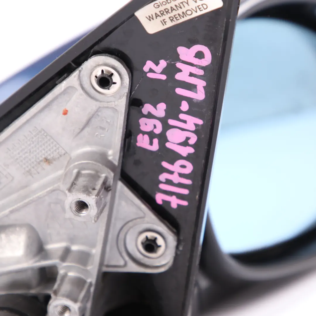 Wing Mirror BMW E92 Power Fold Heated Right O/S High Gloss Le Mans Blau Blue 381 to with Part number 7176194 Wing Mirror BMW E92 Power Fold Heated Right O/S High Gloss Le Mans Blau Blue 381 - SKU rhd-7176194-LMB - Part number 7176194