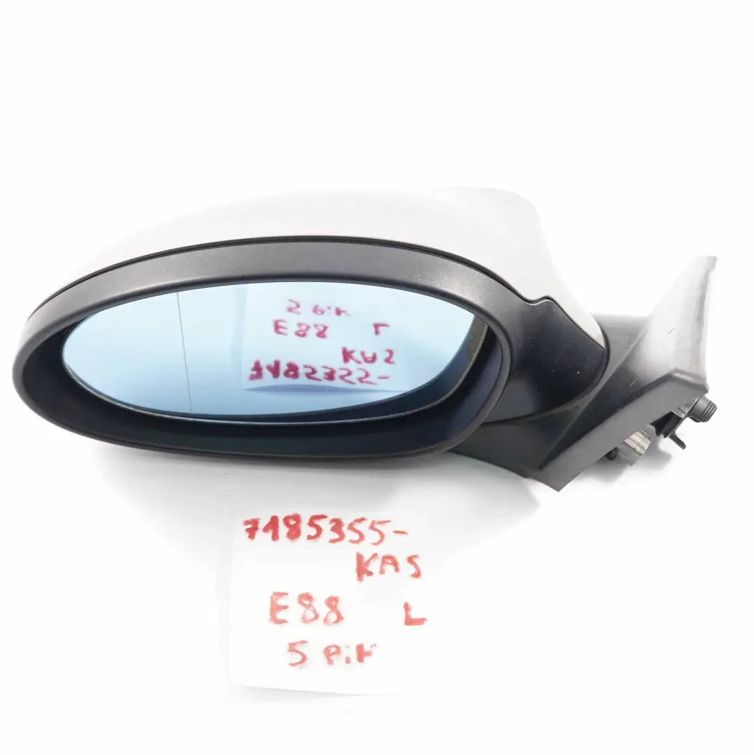  Wing Mirror BMW E81 E82 Outside Left N/S Heated Cashmere Silver - A72 5 Pins - SKU rhd-7185355-KAS - Part number 7185355