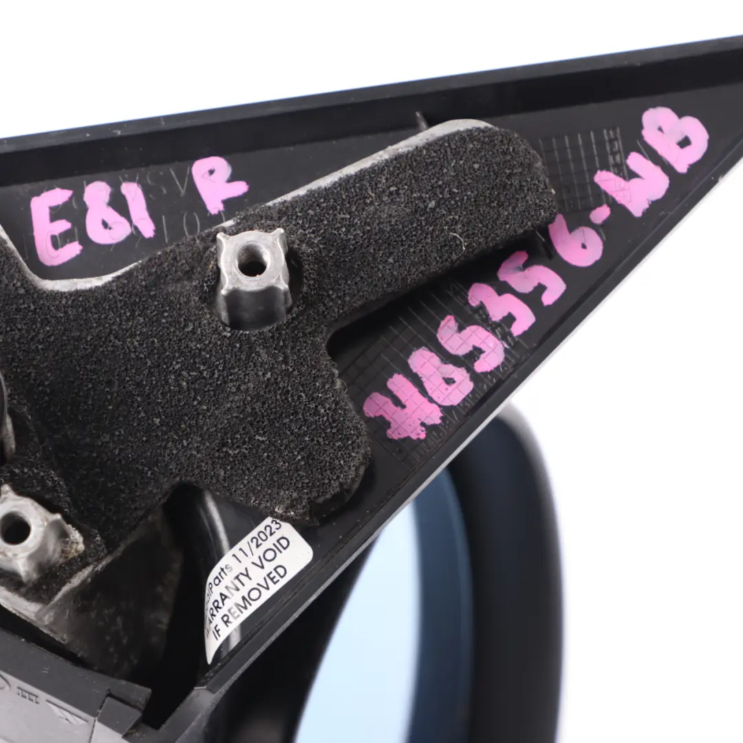 Wing Mirror BMW E81 E82 E88 Heated Right O/S Outside Bluewater Metallic - 896 to with Part number 7185356 Wing Mirror BMW E81 E82 E88 Heated Right O/S Outside Bluewater Metallic - 896 - SKU rhd-7185356-WB - Part number 7185356