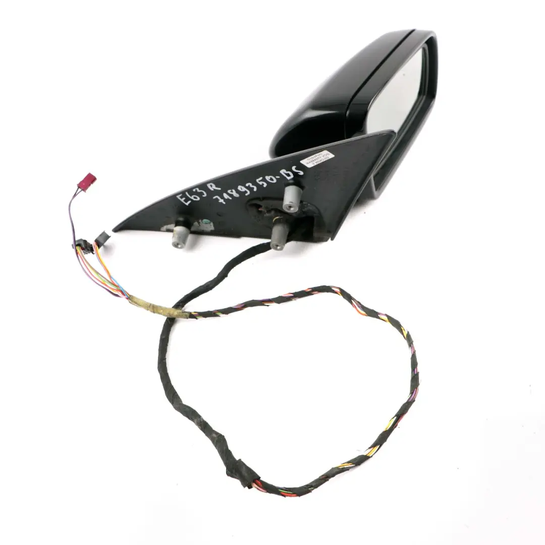BMW 6 E63 E64 Auto Dip Power Fold Heated Right Wing Mirror O/S Black Sapphire - SKU rhd-7189350-BS - Part number 7189350