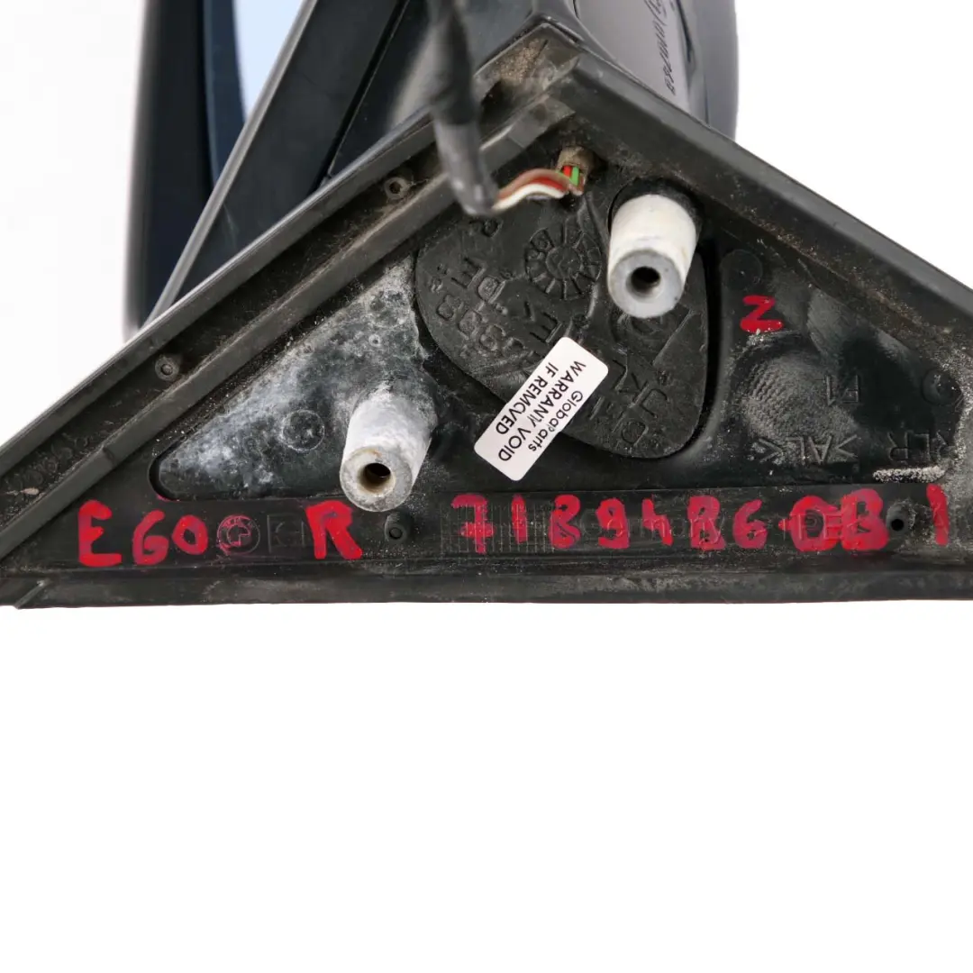 Wing Mirror BMW E60 E61 Heated Right O/S Driver Side Orientblau Orient Blue 317 to with Part number 7189486 Wing Mirror BMW E60 E61 Heated Right O/S Driver Side Orientblau Orient Blue 317 - SKU rhd-7189486-OB1 - Part number 7189486