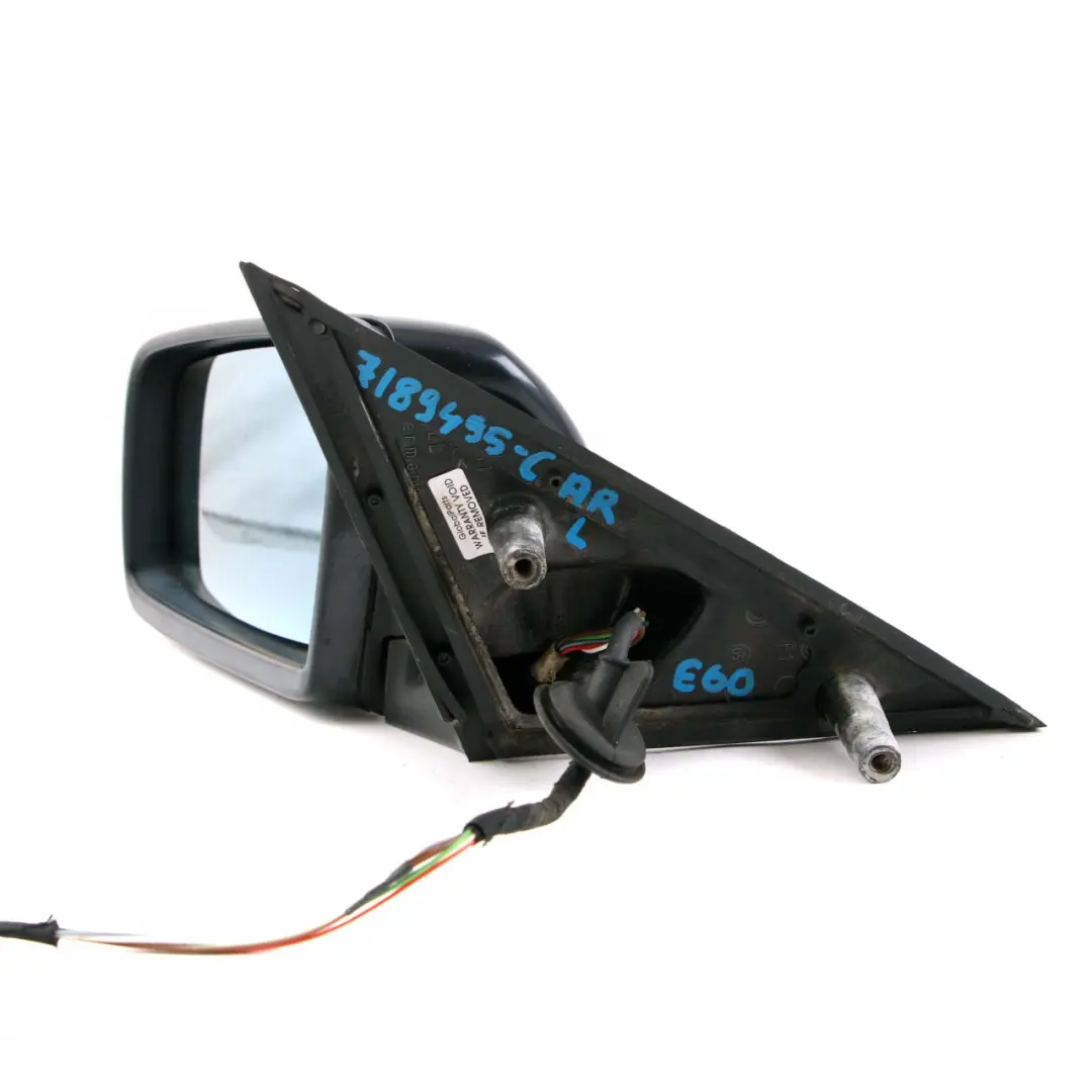 BMW 5 Series E60 E61 Heated Left Wing Mirror N/S Carbonschwarz Carbon Black 416 - SKU rhd-7189495-CAR - Part number 7189495