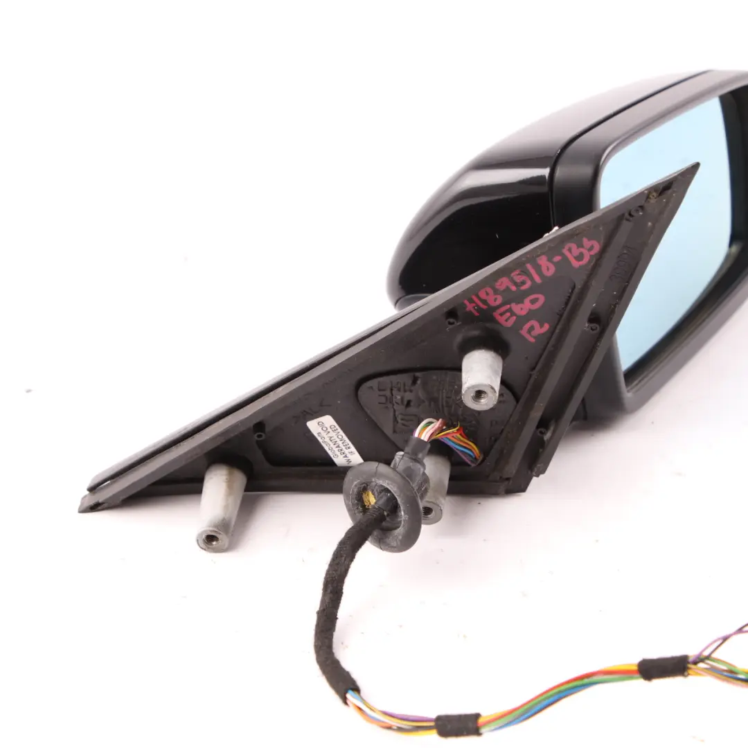 BMW E60 E61 Auto Dip Power Fold Memory Right Wing Mirror O/S Black Sapphire 475 - SKU rhd-7189518-BS - Part number 7189612