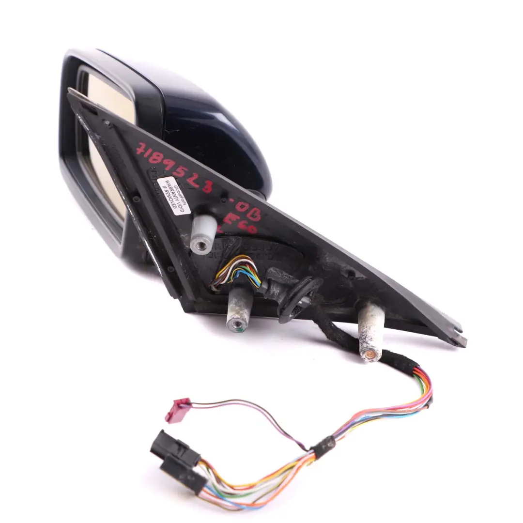 BMW 5 Series E60 E61 Auto Dip Left Wing Mirror N/S Obsidian Black Metallic 197 - SKU rhd-7189523-OB - Part number 7189523