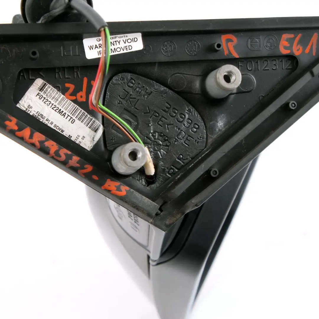 Heated Right Wing Mirror O/S Black Sapphire Metallic to BMW 5 Series E60 E61 LCI with Part number 7189572 BMW 5 Series E60 E61 LCI Heated Right Wing Mirror O/S Black Sapphire Metallic - SKU rhd-7189572-BS - Part number 7189572