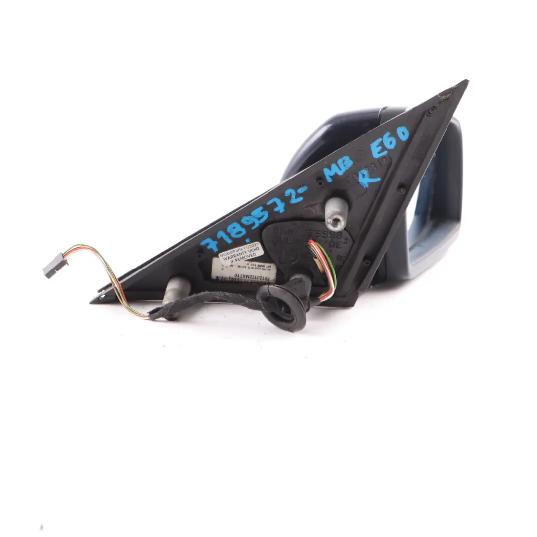 Wing Mirror BMW E60 E61 LCI Heated Right O/S Outside Monaco Blue Metallic - A35 to with Part number 7189572 Wing Mirror BMW E60 E61 LCI Heated Right O/S Outside Monaco Blue Metallic - A35 - SKU rhd-7189572-MB - Part number 7189572