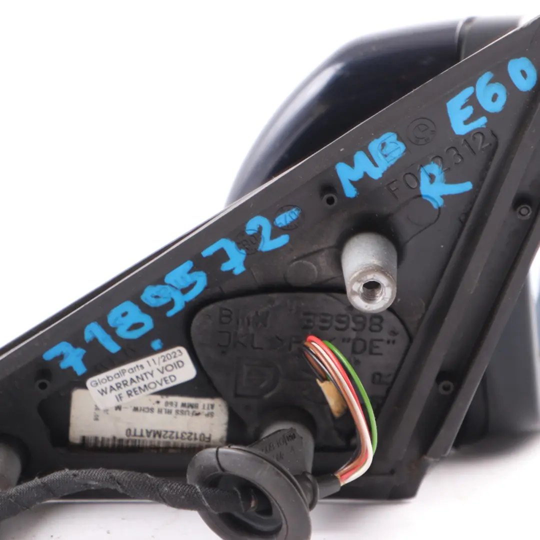 Wing Mirror BMW E60 E61 LCI Heated Right O/S Outside Monaco Blue Metallic - A35 to with Part number 7189572 Wing Mirror BMW E60 E61 LCI Heated Right O/S Outside Monaco Blue Metallic - A35 - SKU rhd-7189572-MB - Part number 7189572