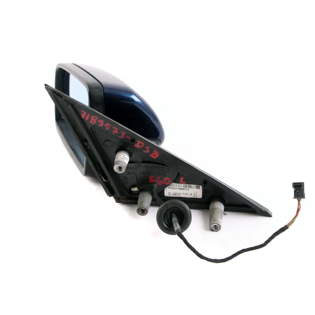 BMW 5 Series E60 E61 LCI Heated Left Wing Mirror N/S Tiefseeblau Deep Sea Blue - SKU rhd-7189573-DSB - Part number 7189573