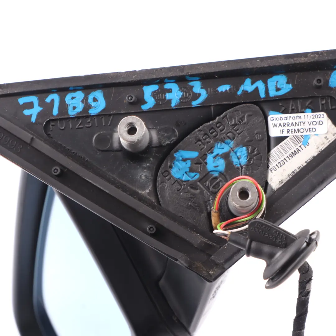 Wing Mirror BMW E60 E61 LCI Heated Left N/S Monacoblau Monaco Blue A35 to with Part number 7189573 Wing Mirror BMW E60 E61 LCI Heated Left N/S Monacoblau Monaco Blue A35 - SKU rhd-7189573-MB - Part number 7189573