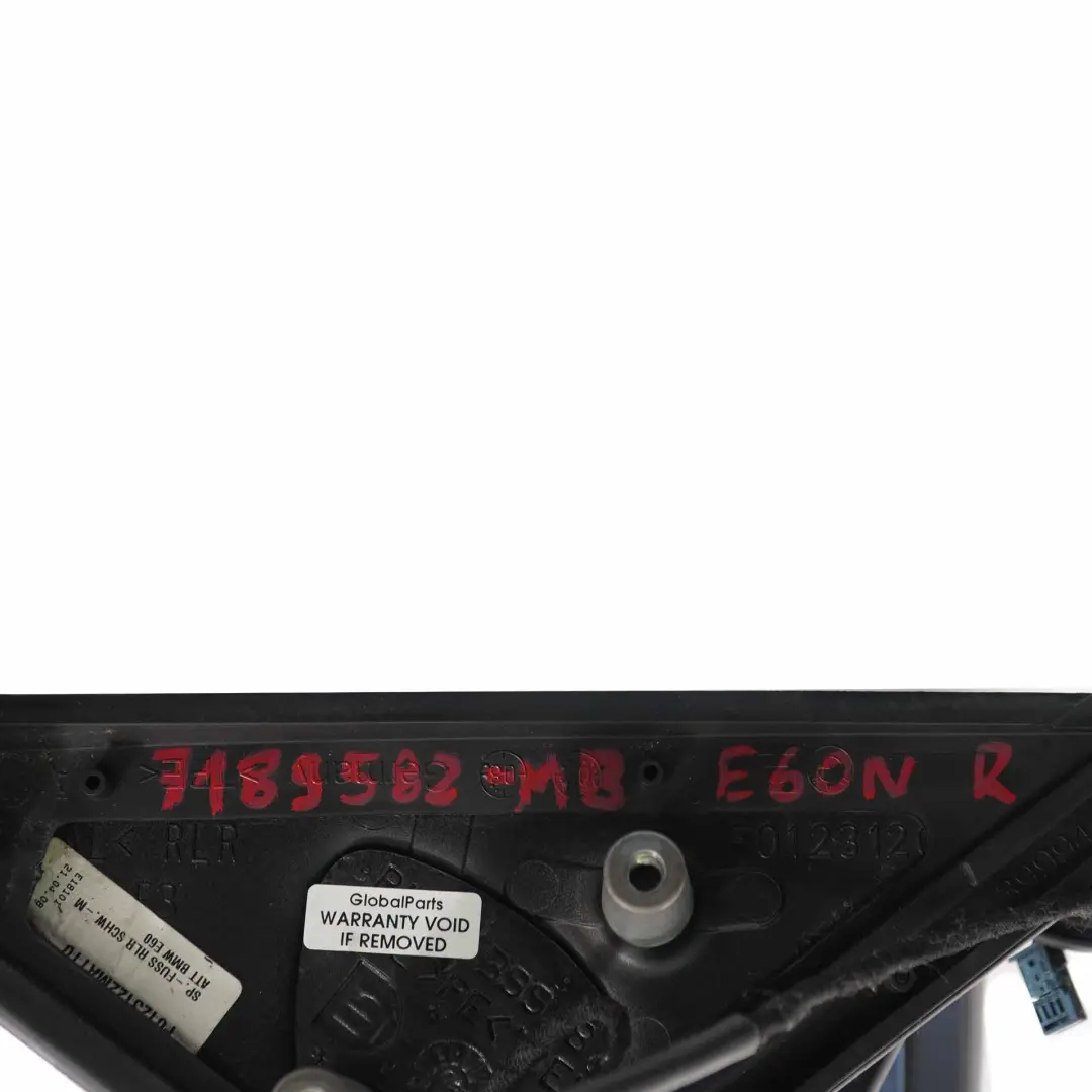 Wing Mirror BMW E60 E61 LCI Heated Right Memory O/S Monacoblau Monaco Blue A35 to with Part number 7189582 Wing Mirror BMW E60 E61 LCI Heated Right Memory O/S Monacoblau Monaco Blue A35 - SKU rhd-7189582-MB - Part number 7189582