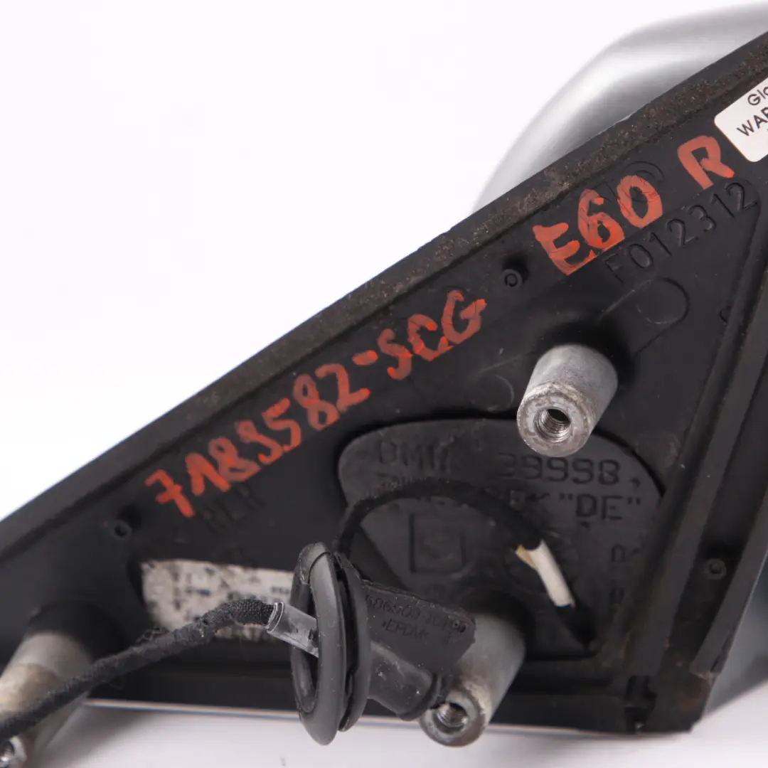 Heated Right Wing Mirror Memory O/S Spacegrau Grey to BMW 5 Series E60 E61 LCI with Part number 7189582 BMW 5 Series E60 E61 LCI Heated Right Wing Mirror Memory O/S Spacegrau Grey - SKU rhd-7189582-SCG - Part number 7189582