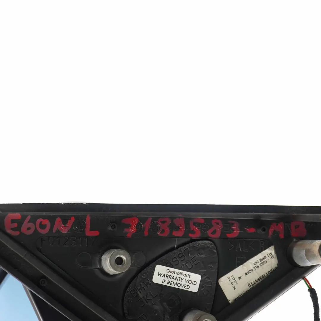 Wing Mirror BMW E60 E61 LCI Heated Left Memory N/S Monacoblau Monaco Blue A35 to with Part number 7189583 Wing Mirror BMW E60 E61 LCI Heated Left Memory N/S Monacoblau Monaco Blue A35 - SKU rhd-7189583-MB - Part number 7189583