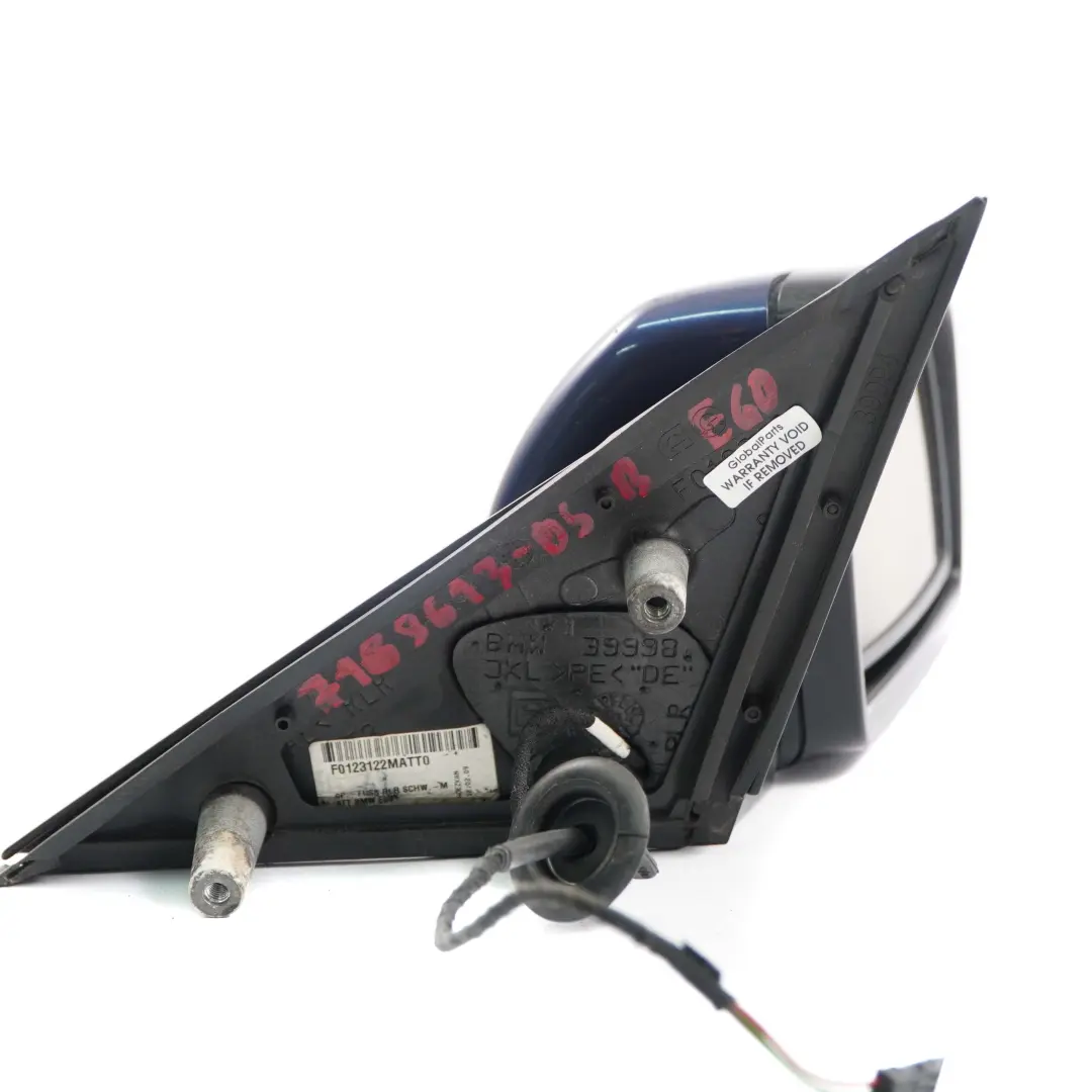 Dip Power Fold Right Wing Mirror O/S Tiefseeblau Deep Sea Blue to BMW E60 E61 Auto with Part number 7189612 BMW E60 E61 Auto Dip Power Fold Right Wing Mirror O/S Tiefseeblau Deep Sea Blue - SKU rhd-7189612-DSB - Part number 7189612