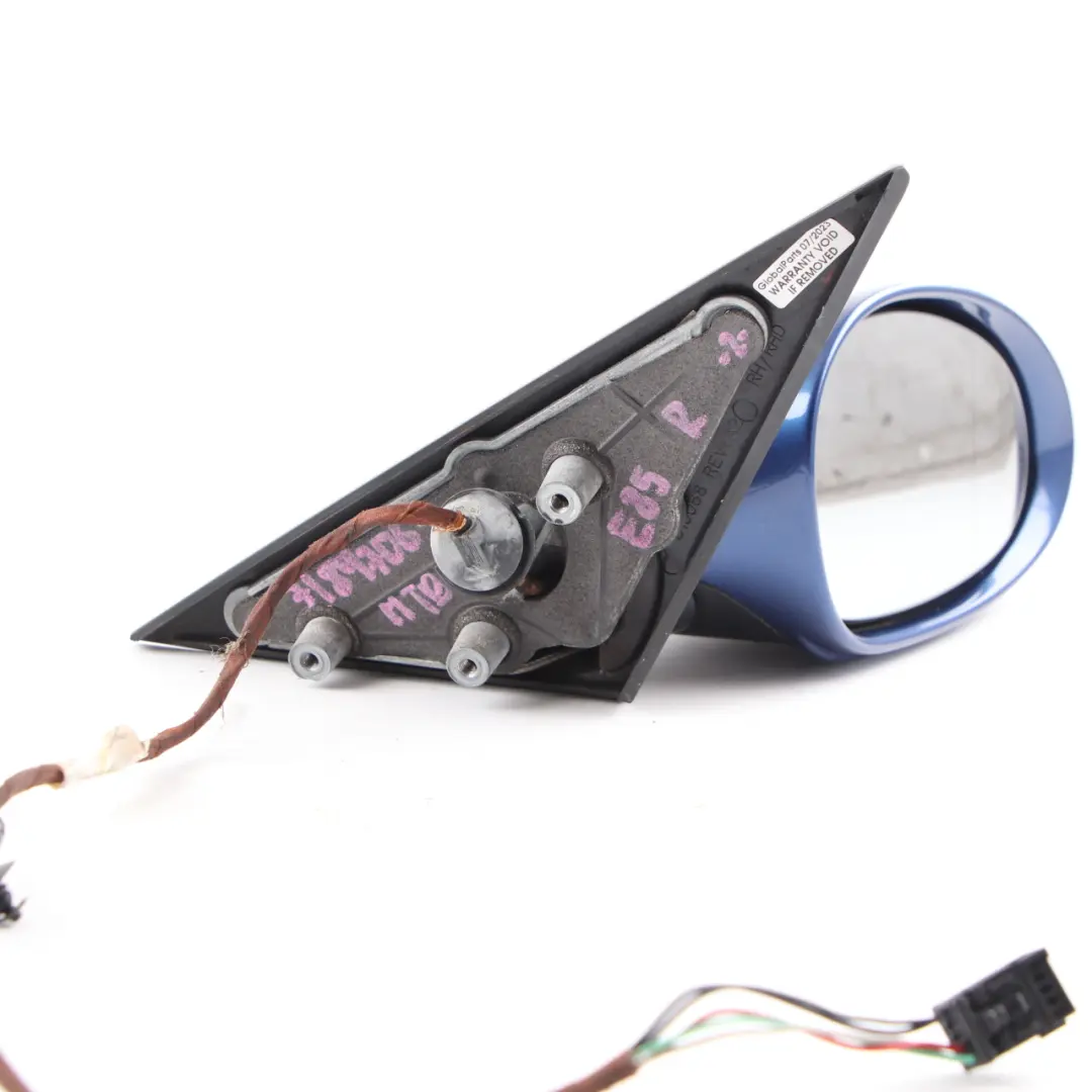 Wing Mirror BMW Z4 E85 E86 Heated Right O/S Outside Montego Blue - A51 to with Part number 7189706 Wing Mirror BMW Z4 E85 E86 Heated Right O/S Outside Montego Blue - A51 - SKU rhd-7189706-MTB - Part number 7189706