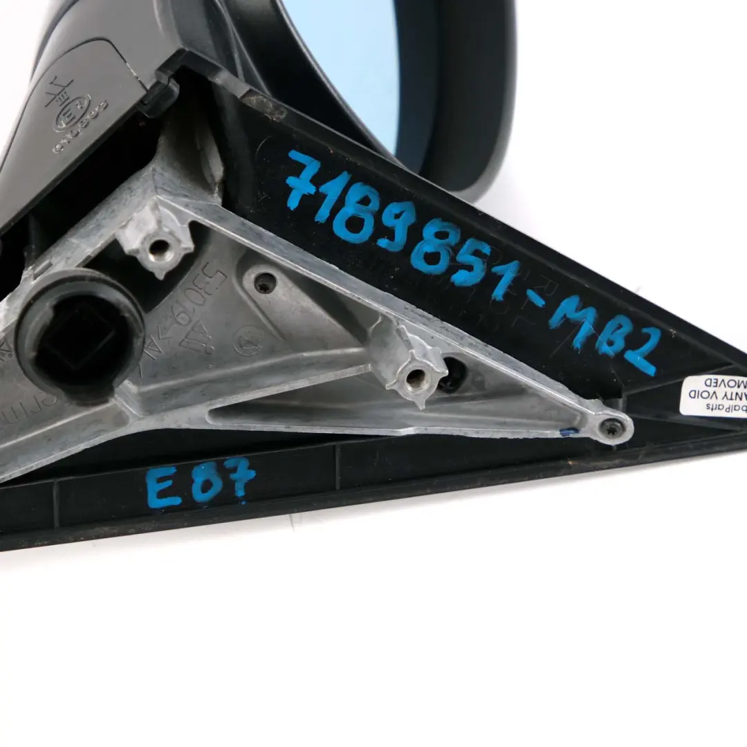 BMW 1 Series 2 E87 Left Wing Mirror N/S Outside Monacoblau Blue Metallic A35 - SKU rhd-7189851-MB2 - Part number 7189851