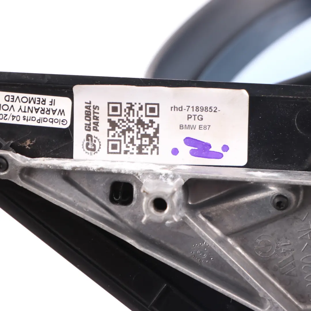 Heated Right O/S Wing Mirror 5 Pins Patagoniagruen Green Metallic A71 to BMW E87 with Part number 7189852 BMW E87 Heated Right O/S Wing Mirror 5 Pins Patagoniagruen Green Metallic A71 - SKU rhd-7189852-PTG - Part number 7189852