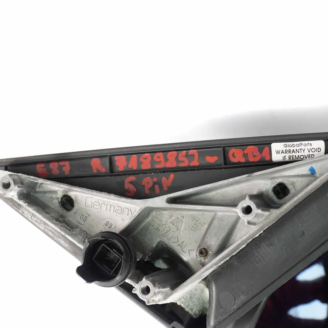 Heated Outside Right Wing Mirror O/S Quarzblau Quartz Blue A18 to BMW E87 with Part number 7189852 BMW E87 Heated Outside Right Wing Mirror O/S Quarzblau Quartz Blue A18 - SKU rhd-7189852-QB1 - Part number 7189852