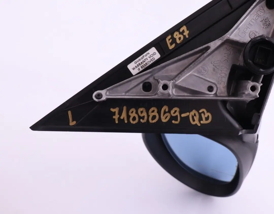 Fold Left Wing Mirror N/S Quarzblau Metallic Quartz Blue to BMW 1 Series E87 Power with Part number 7189869 BMW 1 Series E87 Power Fold Left Wing Mirror N/S Quarzblau Metallic Quartz Blue - SKU rhd-7189869-QB - Part number 7189869