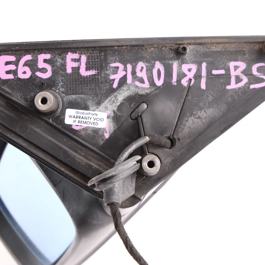  Wing Mirror BMW E65 E66 Heated Left Door N/S Black Sapphire Metallic 475 - SKU rhd-7190181-BS - Part number 7190181