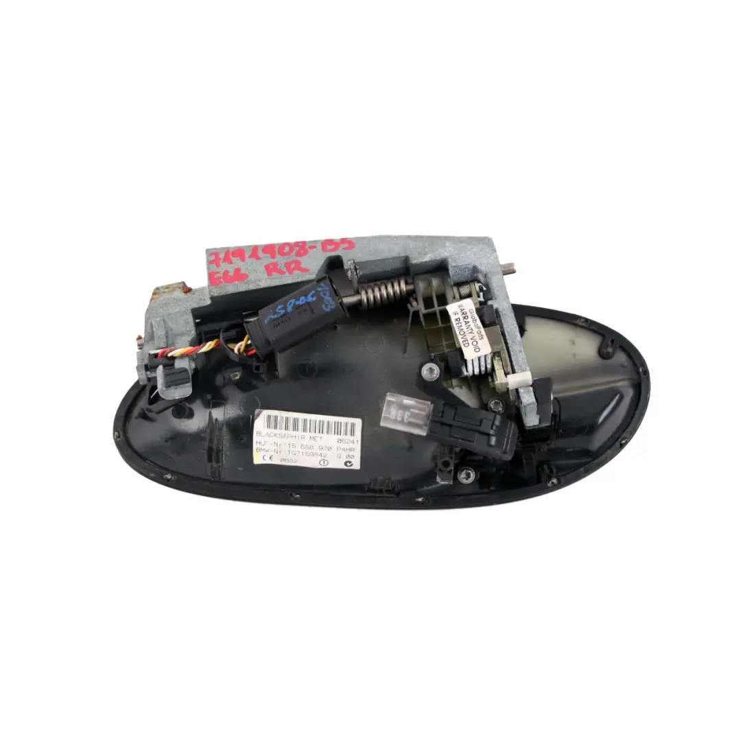  Door Handle Opener BMW E65 E66 Outer Rear Right O/S Black Sapphire Metallic 475 - SKU rhd-7191908-BS - Part number 7191908