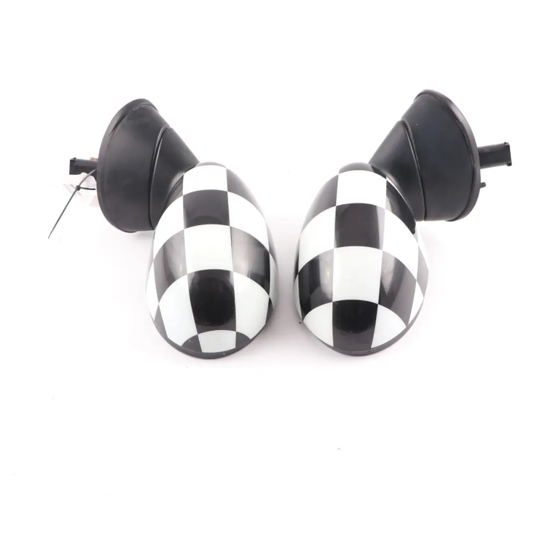 Heated Left Right Door Wing Mirror N/O/S Checkered Set to Mini Cooper R50 R53 with Part number 7192471 7192472 Mini Cooper R50 R53 Heated Left Right Door Wing Mirror N/O/S Checkered Set - SKU rhd-7192471-7192472-CHK - Part number 7192471 7192472