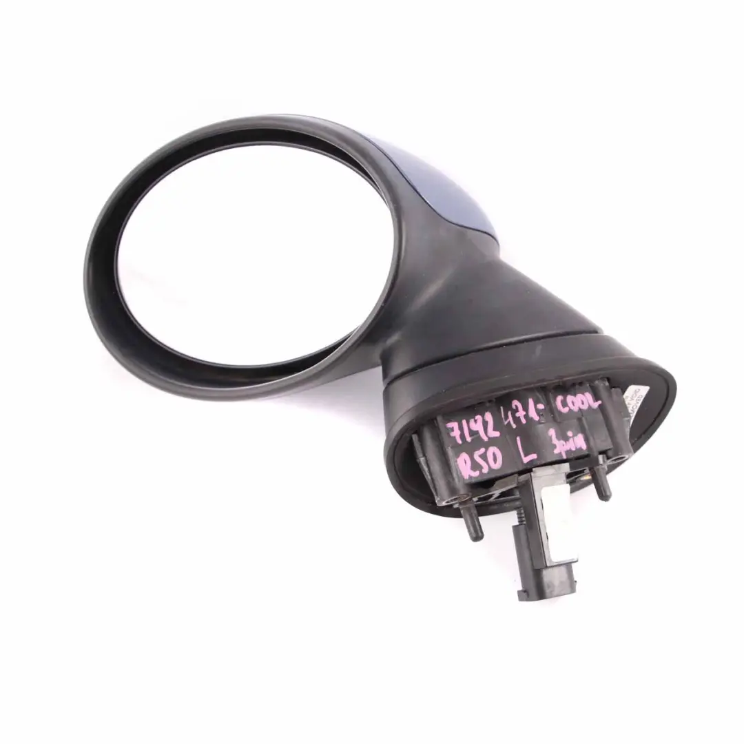 Left Door Wing Mirror N/S Cool Blue Metallic A27 to Mini Cooper One R50 R53 with Part number 7192471 Mini Cooper One R50 R53 Left Door Wing Mirror N/S Cool Blue Metallic A27 - SKU rhd-7192471-COOL - Part number 7192471