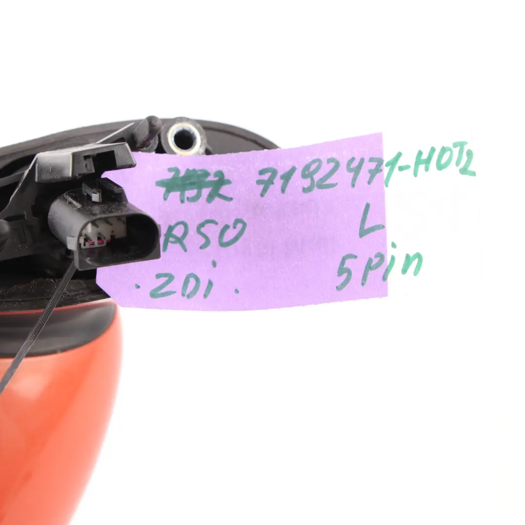 Wing Mirror Mini Cooper R50 R52 R53 Heated Left Door N/S Hot Orange Metallic A26 to with Part number 7192471 Wing Mirror Mini Cooper R50 R52 R53 Heated Left Door N/S Hot Orange Metallic A26 - SKU rhd-7192471-HOT2 - Part number 7192471
