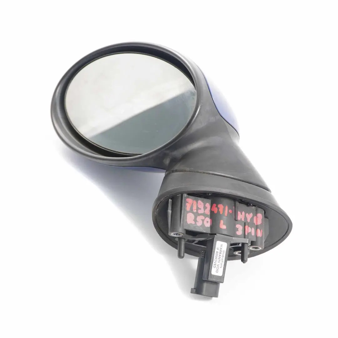 Wing Mirror Mini Cooper R50 R52 R53 Door Left N/S 3 Pins Hyper Blue A28 to with Part number 7192471 Wing Mirror Mini Cooper R50 R52 R53 Door Left N/S 3 Pins Hyper Blue A28 - SKU rhd-7192471-HYB - Part number 7192471