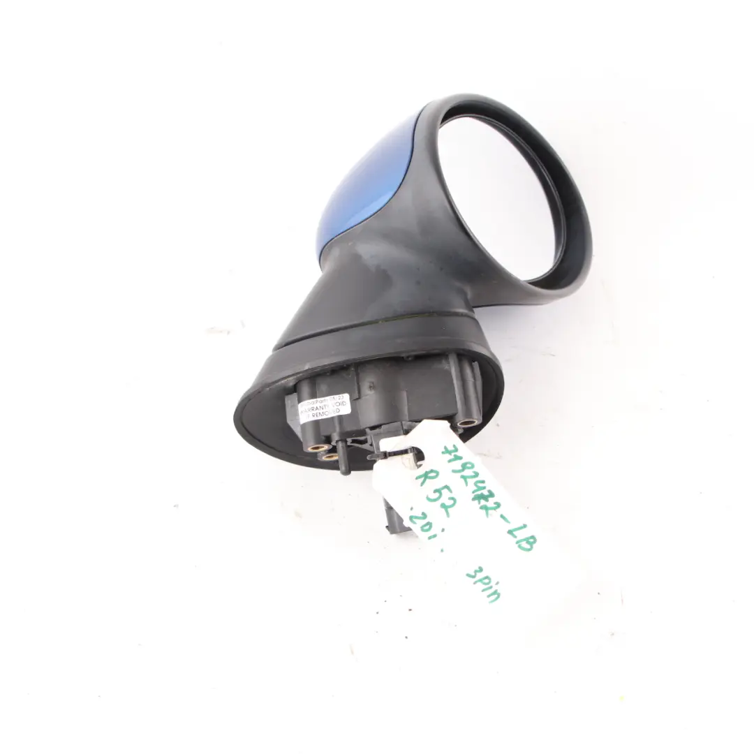 Wing Mirror Mini Cooper R50 R52 R53 Right Outside Door O/S Lightning Blue A63 to with Part number 7192472 Wing Mirror Mini Cooper R50 R52 R53 Right Outside Door O/S Lightning Blue A63 - SKU rhd-7192472-LB - Part number 7192472