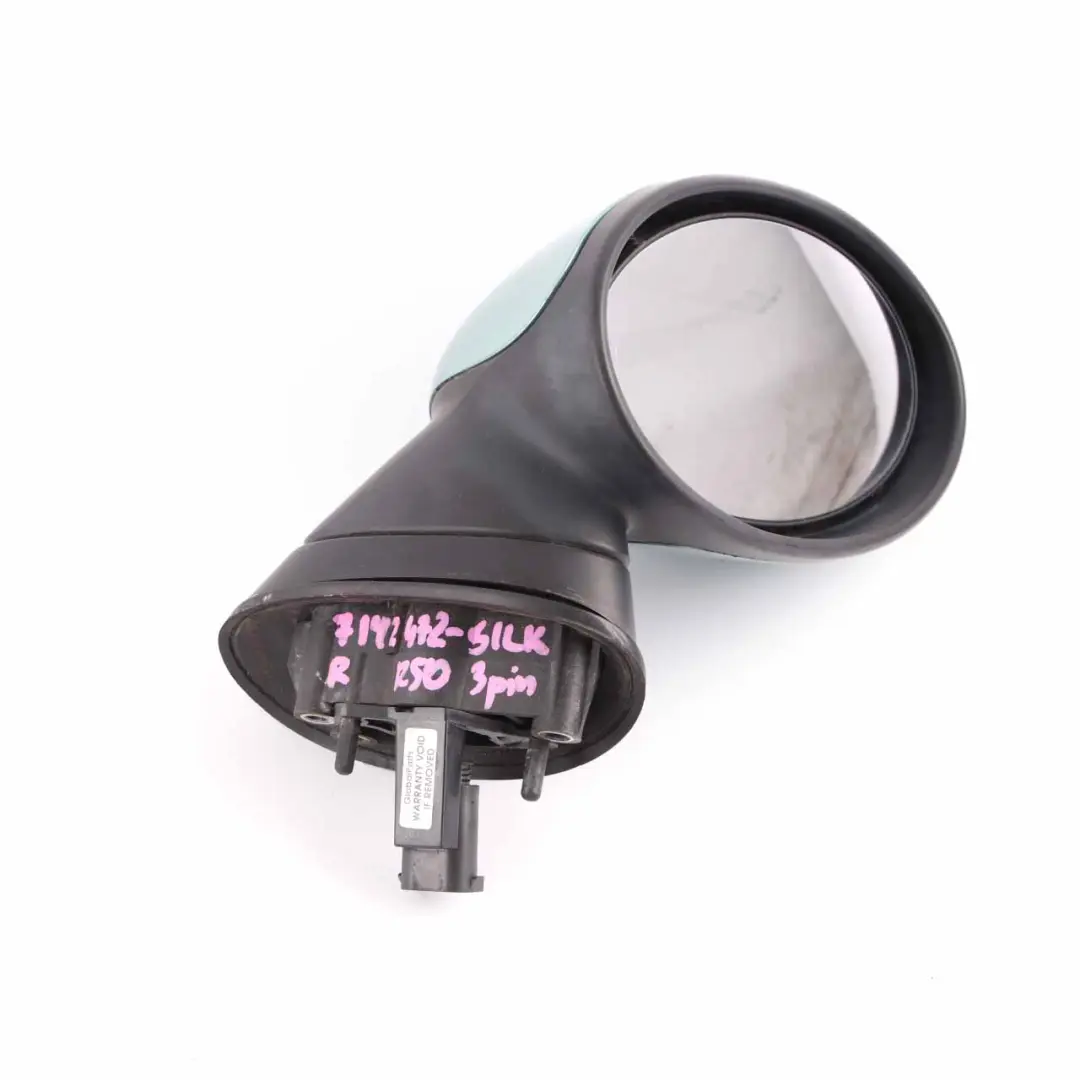 Wing Mirror Mini R50 R53 Exterior Right O/S Door 3 Pin Silk Green Metallic to with Part number 7192472 Wing Mirror Mini R50 R53 Exterior Right O/S Door 3 Pin Silk Green Metallic - SKU rhd-7192472-SILK - Part number 7192472