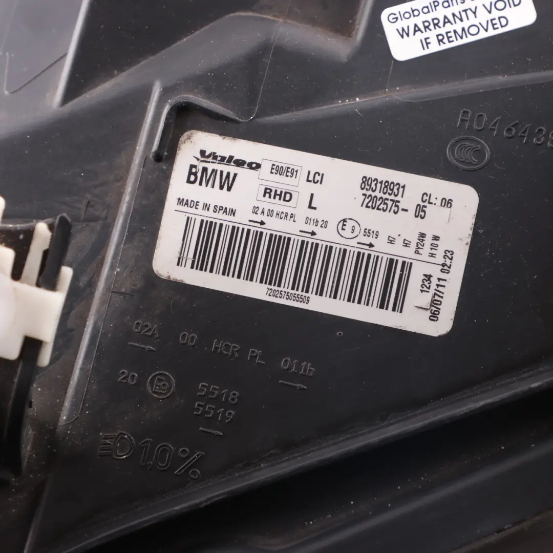 Headlight Headlamp Passenger Side Lamp Left N/S to BMW 3 Series E90 E91 LCI with Part number 7202575 BMW 3 Series E90 E91 LCI Headlight Headlamp Passenger Side Lamp Left N/S - SKU rhd-7202575-2 - Part number 7202575