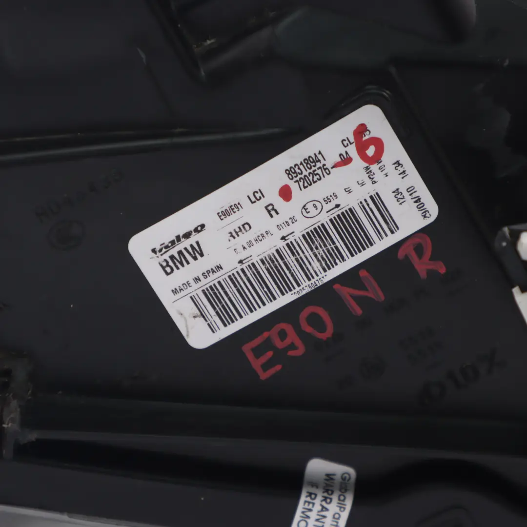 Headlight Headlamp Lamp Light Front Right O/S to BMW E90 E91 LCI with Part number 7202576 BMW E90 E91 LCI Headlight Headlamp Lamp Light Front Right O/S - SKU rhd-7202576-6 - Part number 7202576